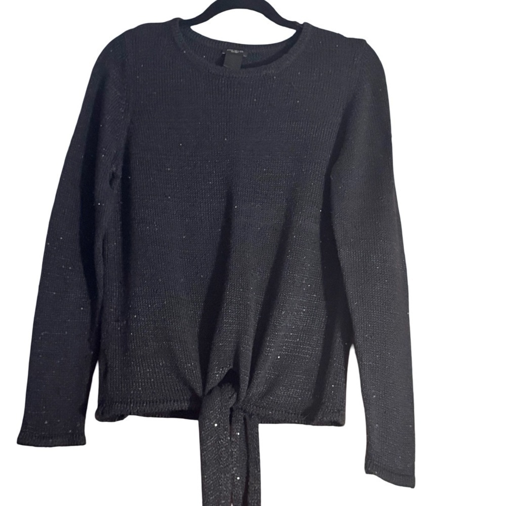 Ann Taylor Factory Black Tie-Front Sweater